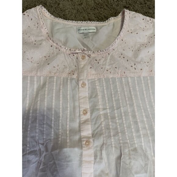 MISS ELAINE Short Cap Sleeve Pink Nightgown Pajama Dress Soft Eyelet Ribbon 2X - Picture 4 of 9